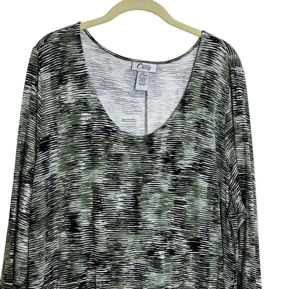 Catherines Curvy Maxi Dress 2X 22/24W Green Black Abstract Print Hi Low Hemline - Picture 2 of 6